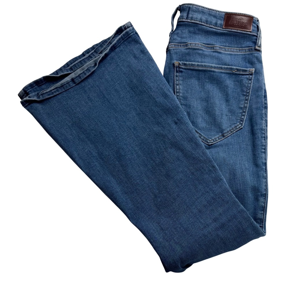 Hollister High‎ Rise Flare Jeans Womens 6R W28 Medium Wash Denim Pants Retro